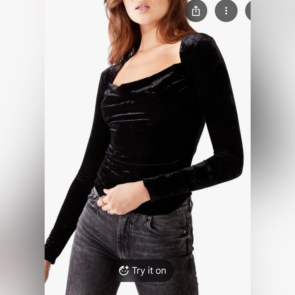 Free People Black Velvet Blouse